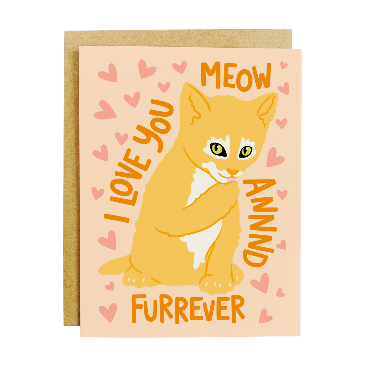 Meow and Furrever Greeting Card - Love Card for Cat Lovers A2 Size