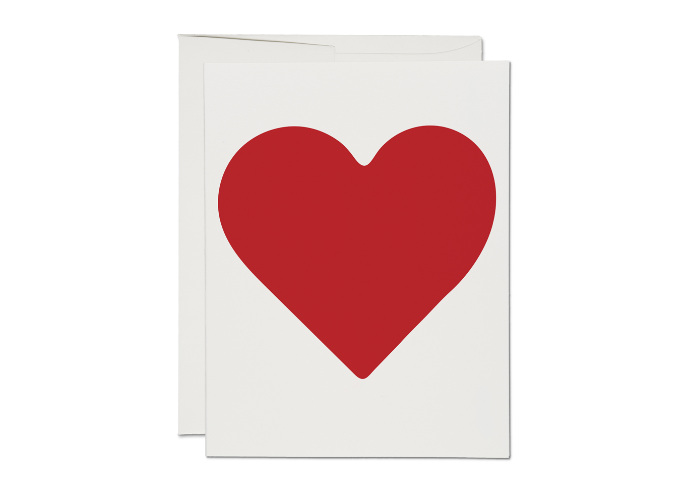 White card with a large red heart